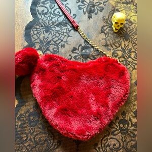 Furry heart shape small purse!